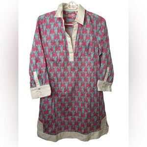 Tizzie Vibrant Pink and Teal Zebra Tunic Dress NWOT